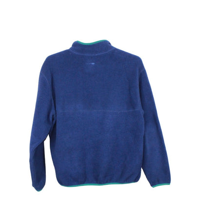 LL Bean Unisex Classic Fleece Pullover Sweater Snap Front Oversized Blue MXL