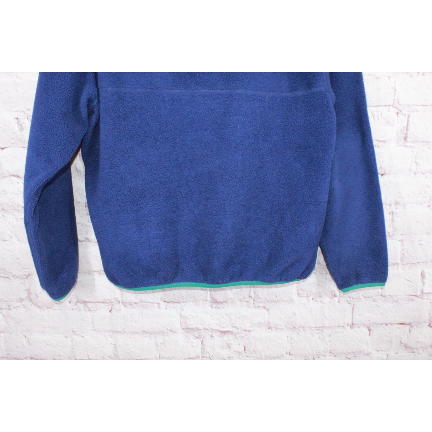 LL Bean Unisex Classic Fleece Pullover Sweater Snap Front Oversized Blue MXL