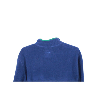 LL Bean Unisex Classic Fleece Pullover Sweater Snap Front Oversized Blue MXL