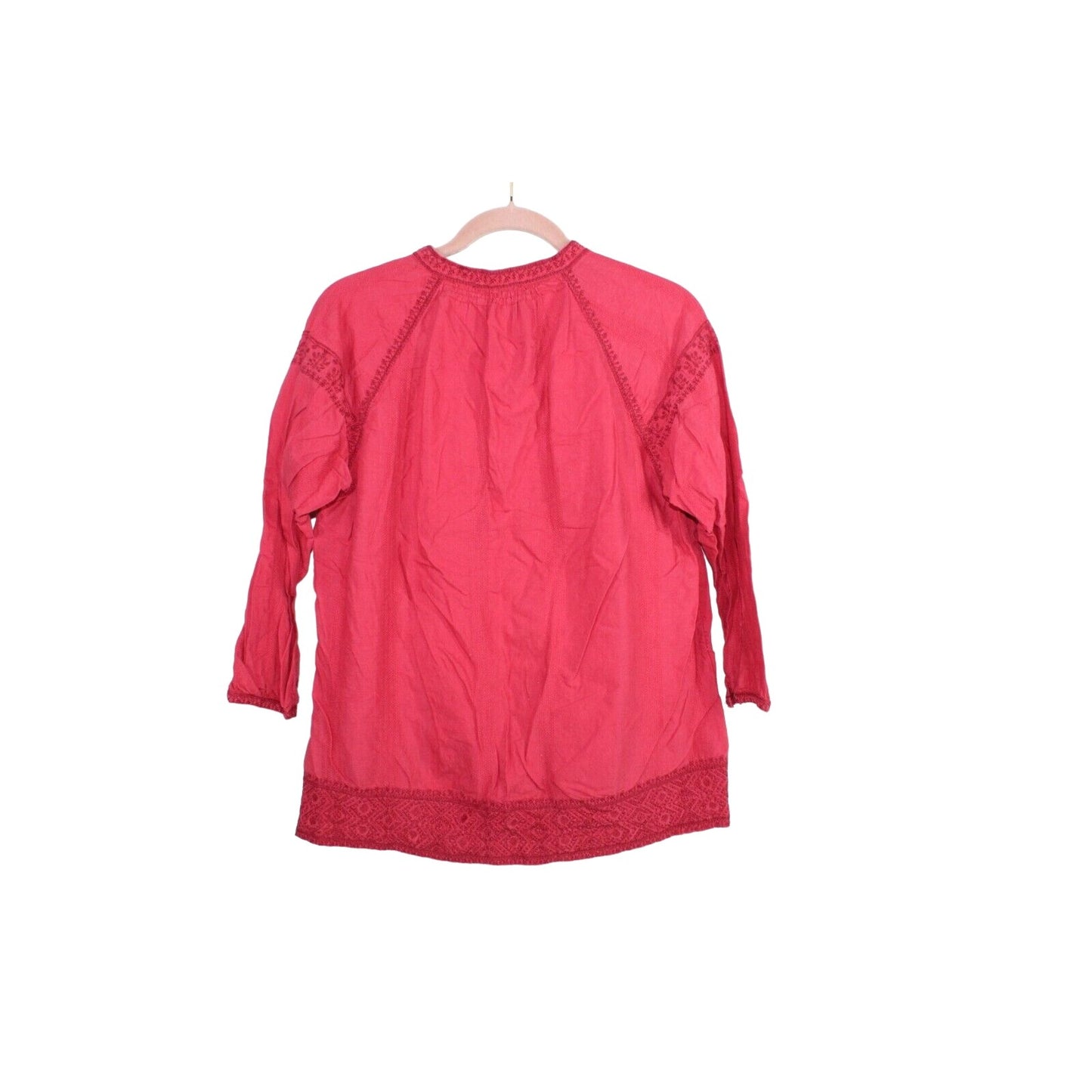 Madewell Womens Red Cotton Long Sleeve Embroidered Tops Size L