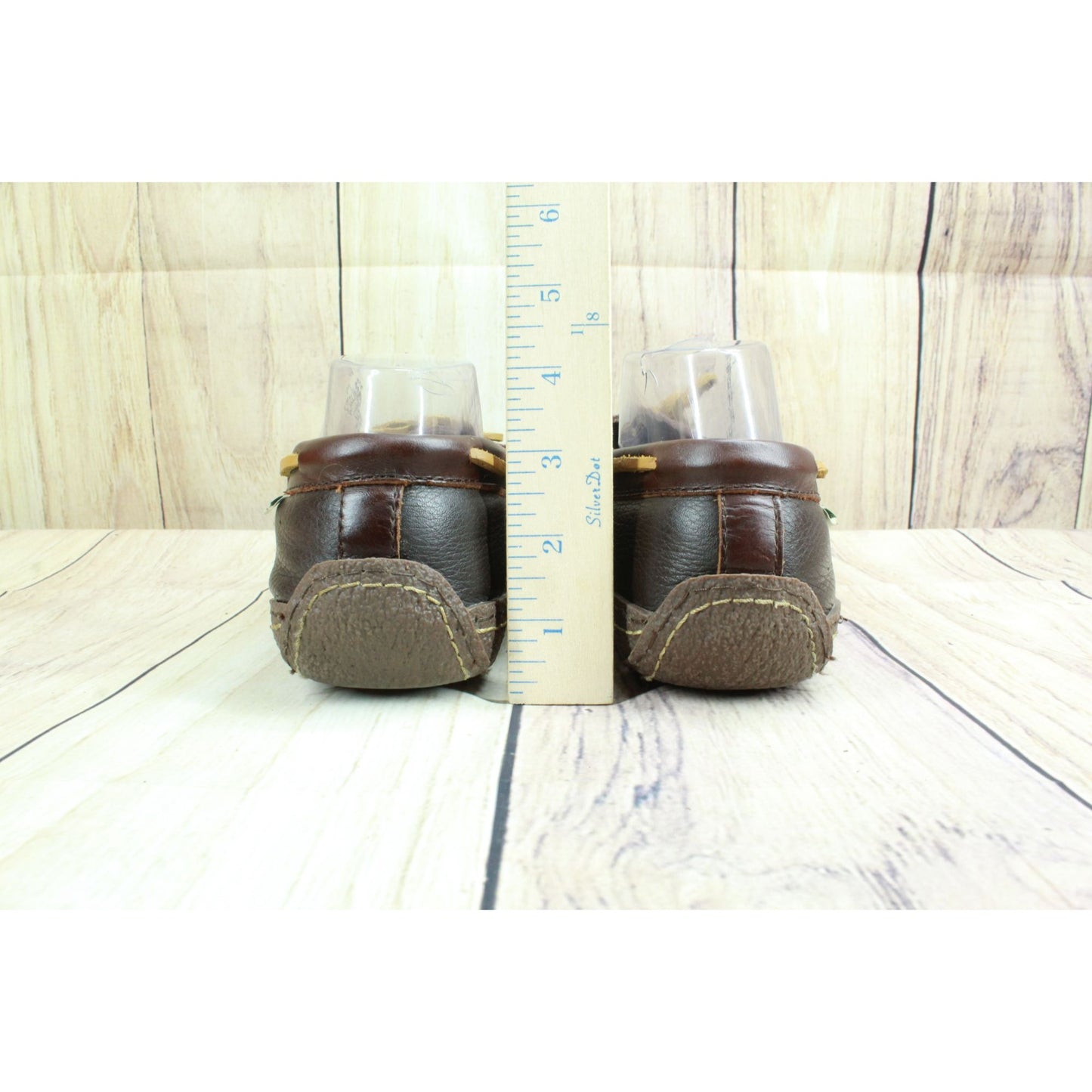 LL Bean Men's Brown Leather Slip On Flannel-Lined Handsewn Slippers Size 10 M