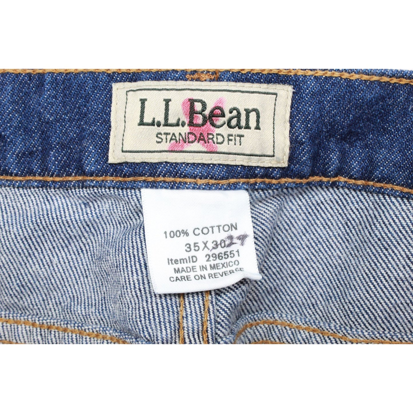 LL Bean Men's Double L Jeans Standard Fit Straight Leg Cotton Dark Wash Size 35