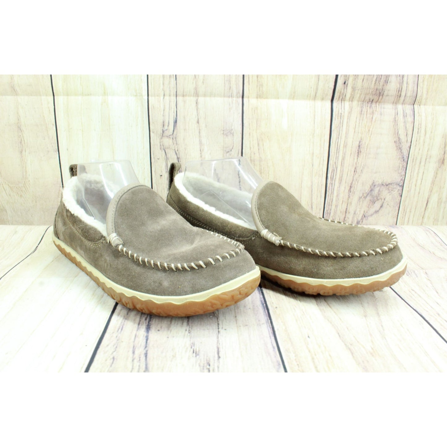 LL Bean Women's Brown Suede Fleece Lined Mountain Moccasin Slippers Size 9 M