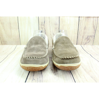 LL Bean Women's Brown Suede Fleece Lined Mountain Moccasin Slippers Size 9 M