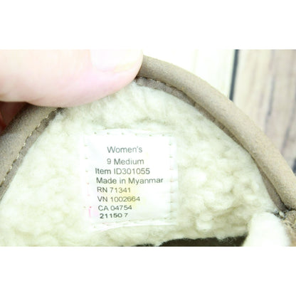 LL Bean Women's Brown Suede Fleece Lined Mountain Moccasin Slippers Size 9 M