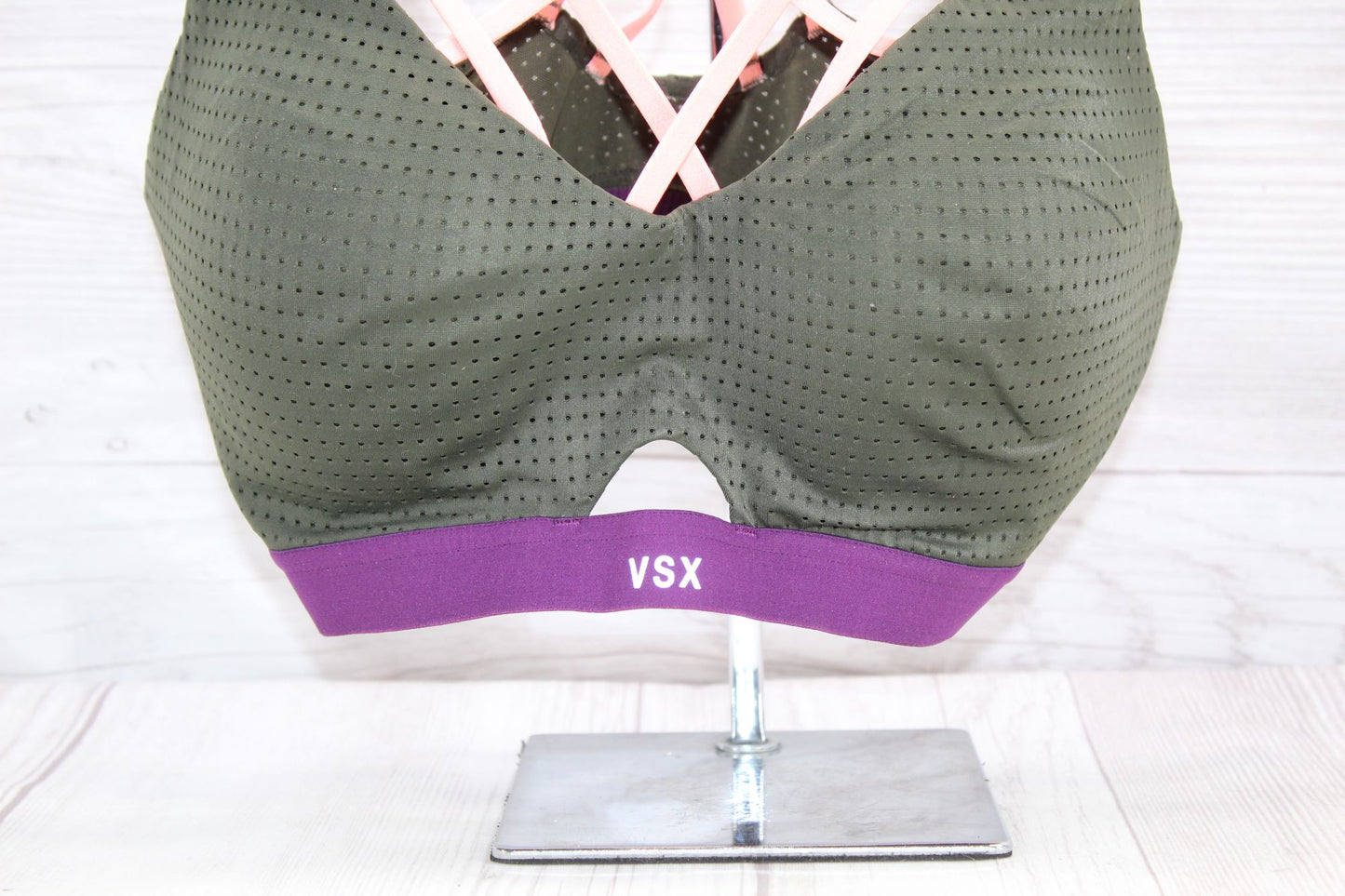 Victoria's Secret Lightweight Cage Front Wireless Sports Bra Olive Green 32D