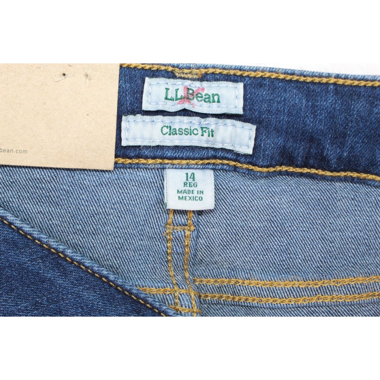 NWT! LL Bean Women's True Shape Jeans High Rise Straight Leg Rinsed Size 14