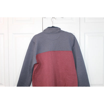 LL Bean Women's AirLight Pullover Colorblock Quilted Maroon Gray Size XL