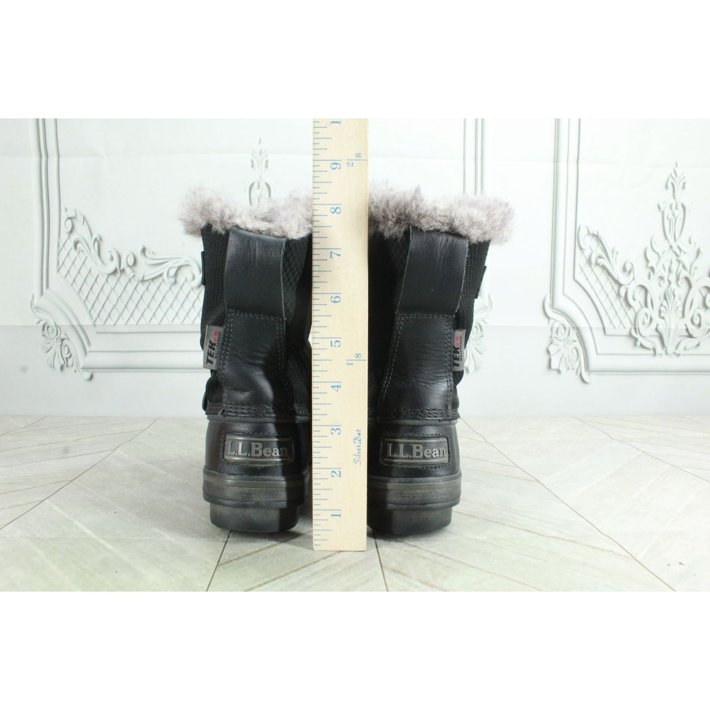 LL Bean Rangeley Womens Black Nylon Shearling Lined Insulated Pac Boots Size 7 M