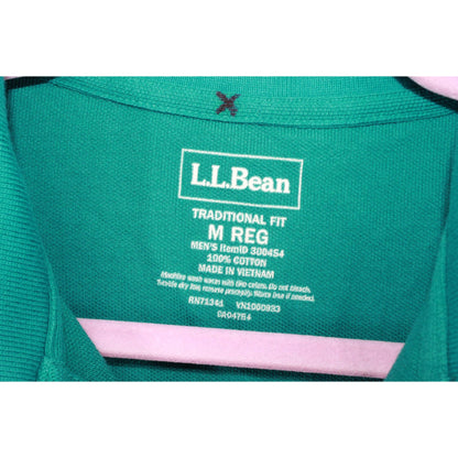 LL Bean Men's Premium Double L Polo Banded Short Sleeve Shirt Green Size M