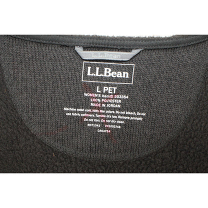 LL Bean Women's Sweater Fleece Coat Hooded Classic Black Size L Pet