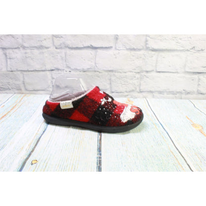 LL Bean Women's Red Wool X Peanuts Snoopy Motif Daybreak Slipper Scuffs Size 6 M