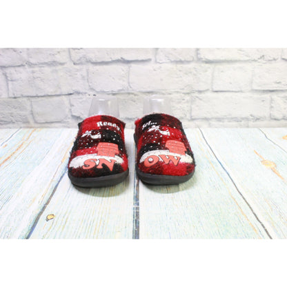 LL Bean Women's Red Wool X Peanuts Snoopy Motif Daybreak Slipper Scuffs Size 6 M