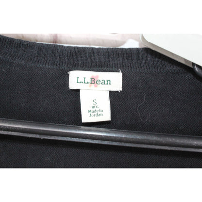 LL Bean Women's Cotton Cashmere Blend Cardigan Button Up Classic Cozy Black S