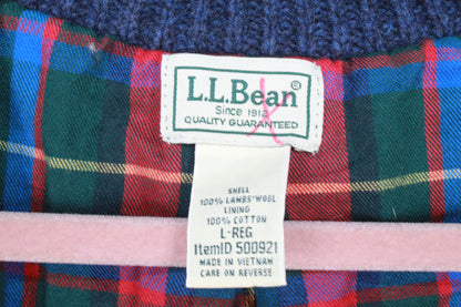 LL Bean Men's Classic Ragg Wool Sweater Full-Zip Flannel-Lined Nautical Navy L