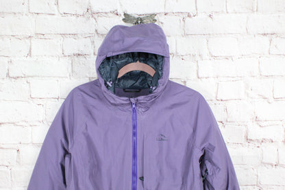 LL Bean Women's Waterproof Ultralight Down Hooded Winter Jacket Purple XS Pet