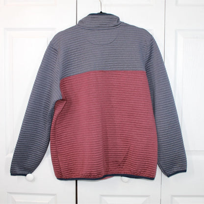 LL Bean Women's AirLight Pullover Colorblock Quilted Maroon Gray Size XL