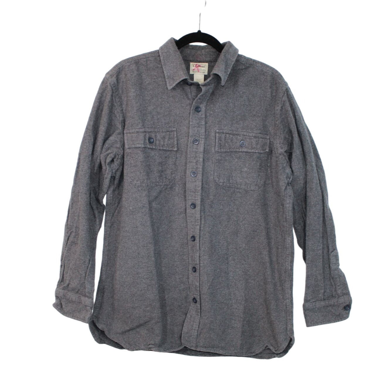 LL Bean Men's Chamois Shirt Slightly Fitted Charcoal Gray Size L Tall