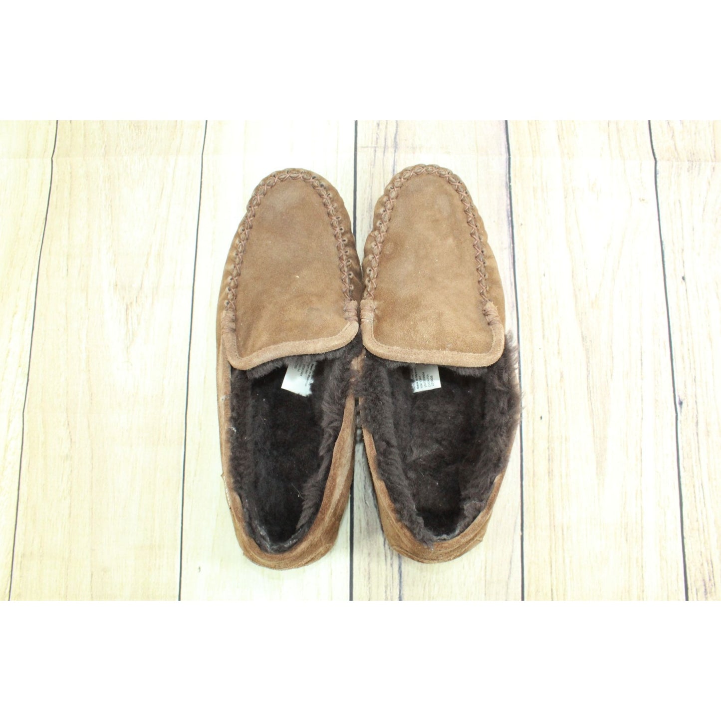 LL Bean Men Wicked Good Slippers Venetian Shearling Lined Suede Choco Brown 10 M