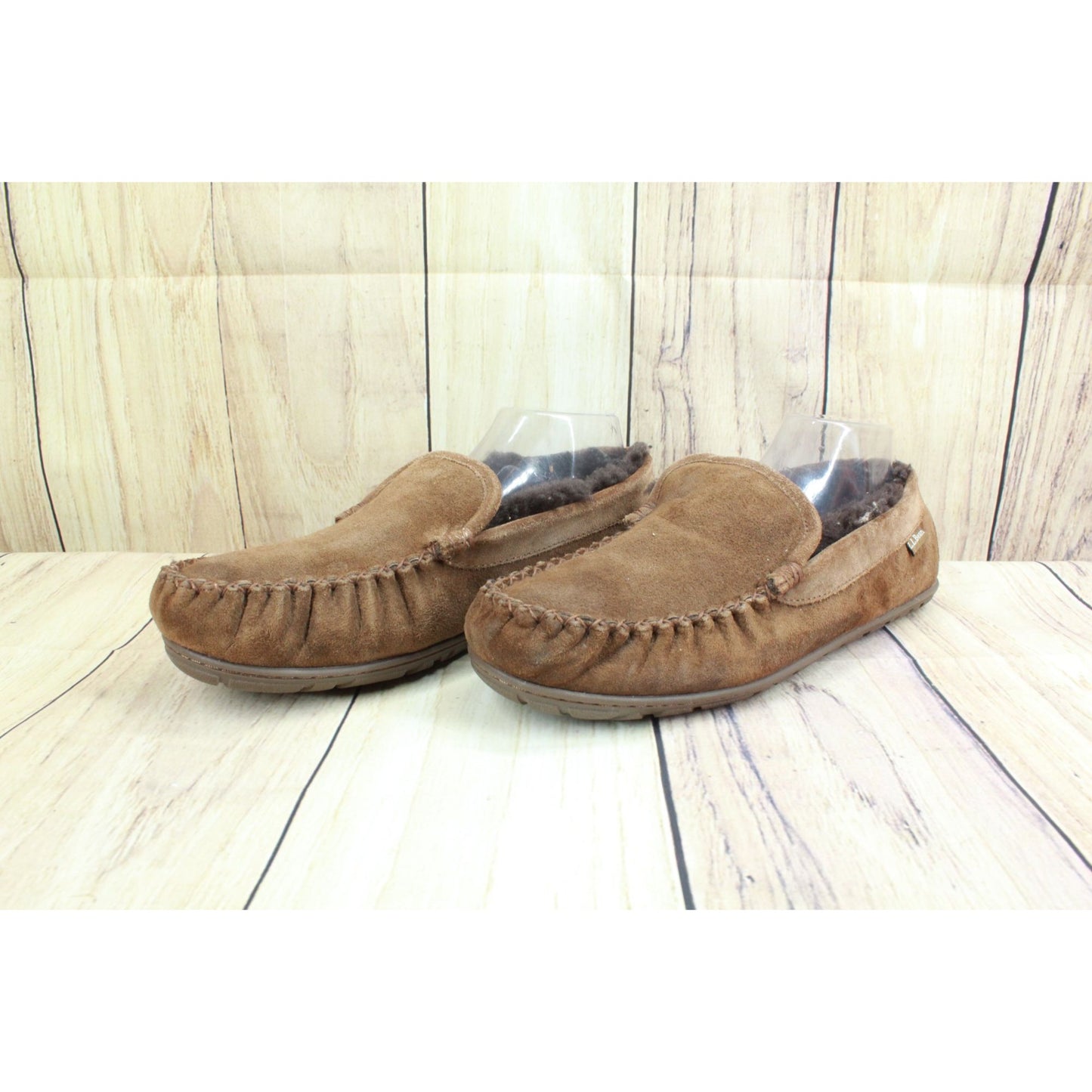 LL Bean Men Wicked Good Slippers Venetian Shearling Lined Suede Choco Brown 10 M