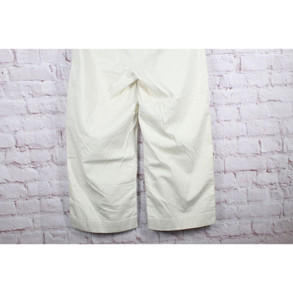 LL Bean Women's Comfort Stretch Pants Mid Rise Wide Leg Chino Cotton Creram 18W