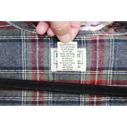 LL Bean Men's Scotch Plaid Flannel Shirt Traditional Fit Cotton Gray Red Size XL