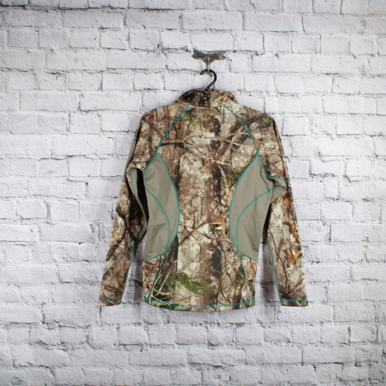 Cabela's Women's Zonz Woodland Camo 1/4 Zip Pullover Hunting Jacket S Pet