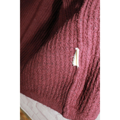 LL Bean Women's SuperSoft Waffle Knit Sweater Coatigan Deep Wine Size 1X