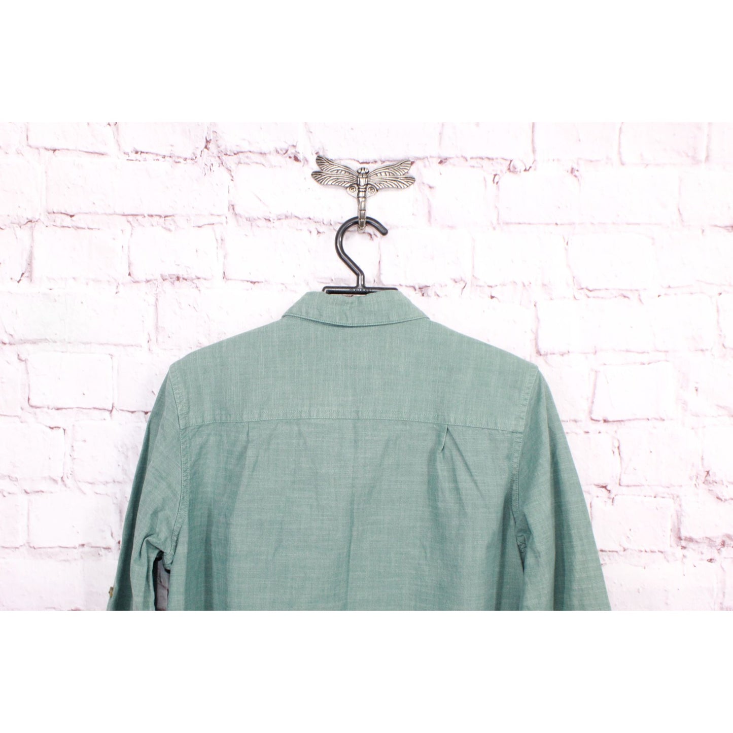 LL Bean Women's Heather Green Cotton Long Sleeve Button Up Shirt Size S