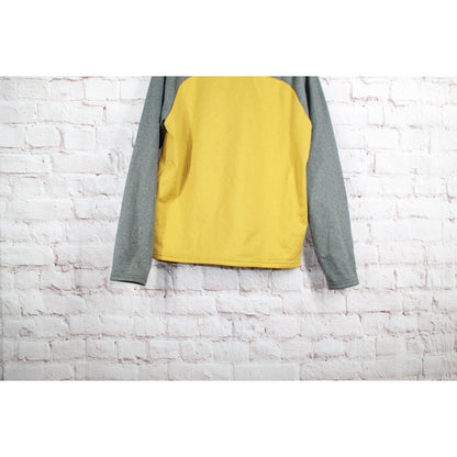 LL Bean Men's Colorblock Gray Yellow Fleece Quarter Zip Pullover Sweater Size M