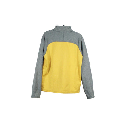 LL Bean Men's Colorblock Gray Yellow Fleece Quarter Zip Pullover Sweater Size M