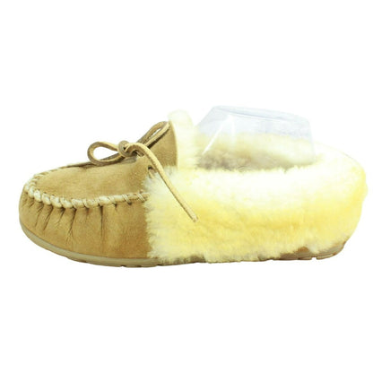 LL Bean Women's Brown Suede Wicked Good Shearling Lined Moccasin Slippers Sz 8 M