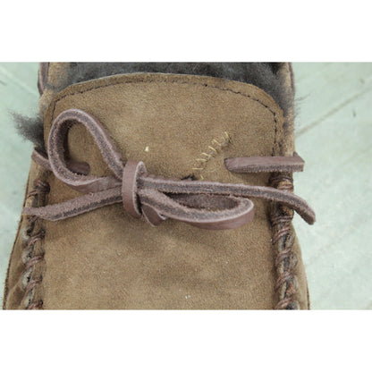 LL Bean Men's Wicked Good Moccasins Shearling Lined Suede Brown Size 12 M