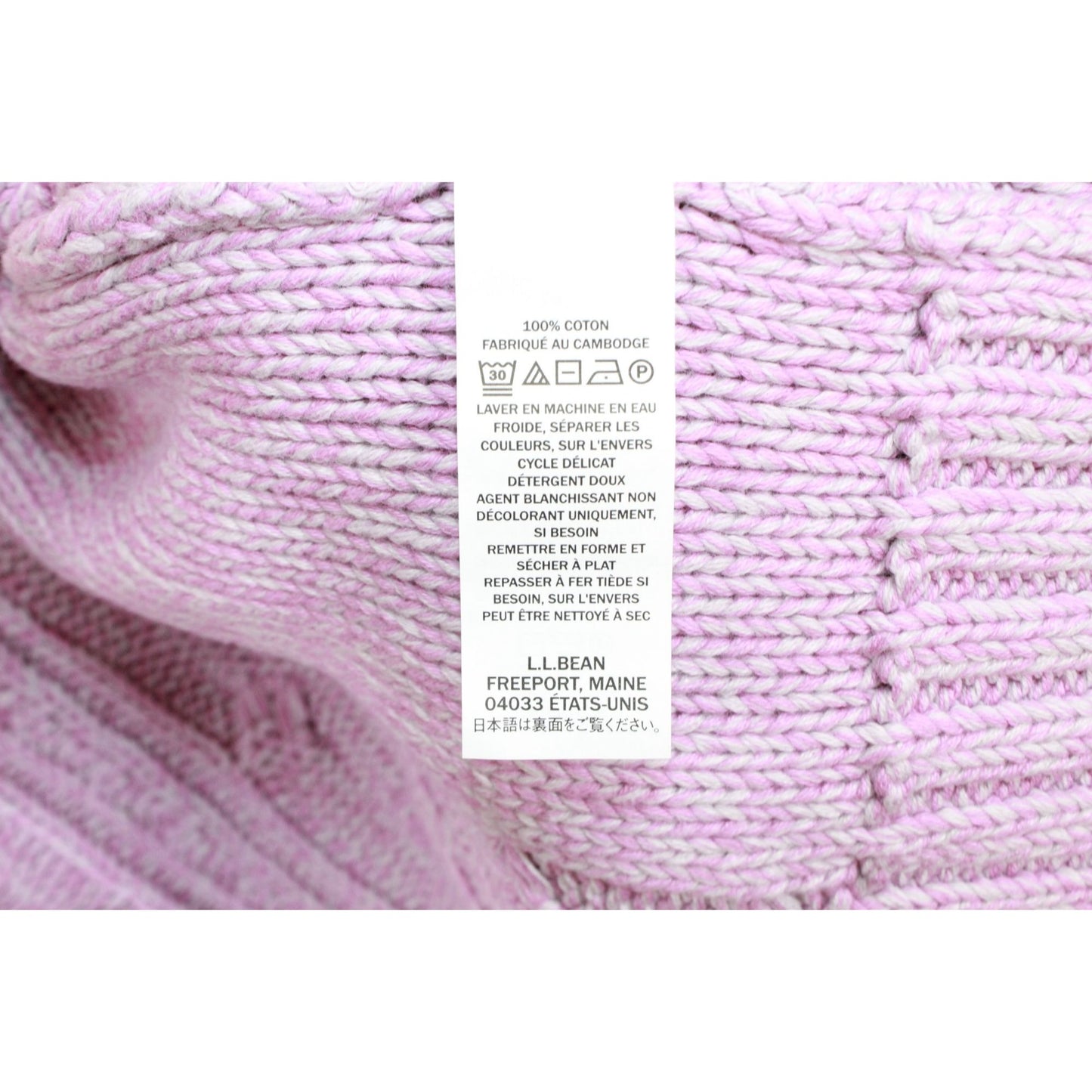 LL Bean Women's Double L Cable Sweater Zip Cardigan Cotton Soft Stretch Pink M