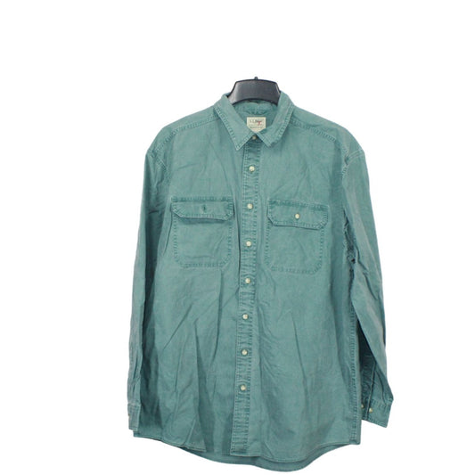 LL Bean Men's Sunwashed Canvas Shirt Traditional Fit Bay Leaf Size L Tall