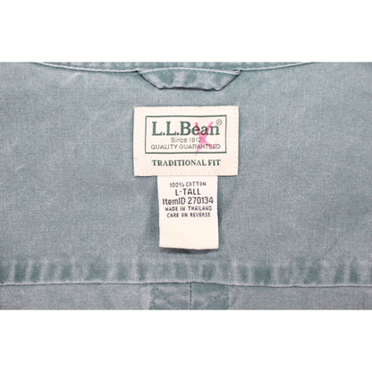 LL Bean Men's Sunwashed Canvas Shirt Traditional Fit Bay Leaf Size L Tall