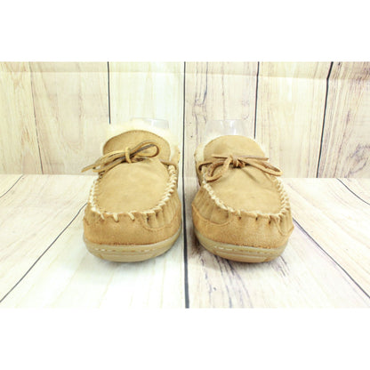 LL Bean Women's Brown Suede Wicked Good Shearling Lined Moccasin Slippers 7 M