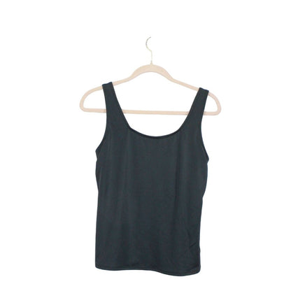 LL Bean Women's Black Nylon BeanSport Swimwear Tankini Top Scoopneck Size 10