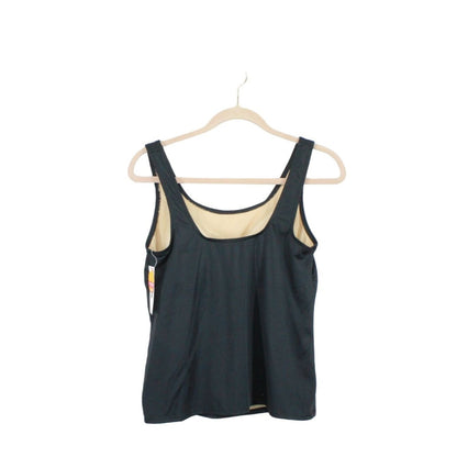 LL Bean Women's Black Nylon BeanSport Swimwear Tankini Top Scoopneck Size 10