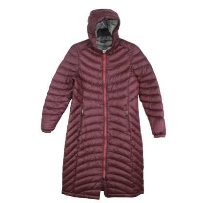 LL Bean Women's Ultralight 850 Down Hooded Coat Three Quarter Length Red S Pet