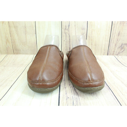 LL Bean Men's Elkhide Slipper Scuffs Brown Soft Leather Slip Ons Size 8 M