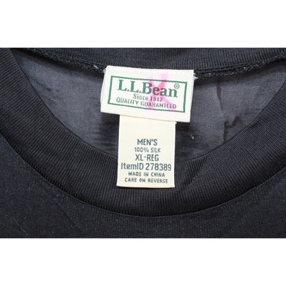 LL Bean Men's Black Silk Lightweight Underwear Crewneck Pullover Shirt Size XL