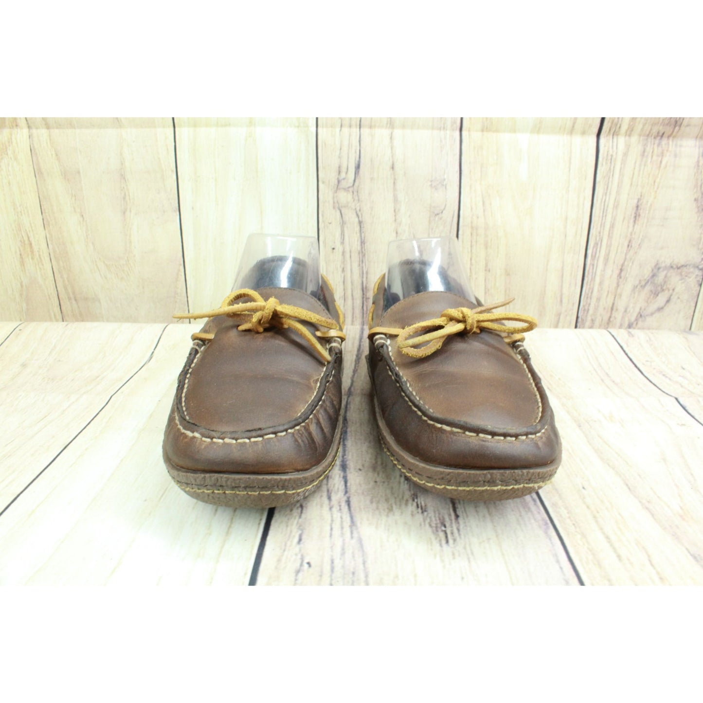 LL Bean Men's Brown Leather Flannel-Lined Comfort Handsewn Slippers Size 7 M