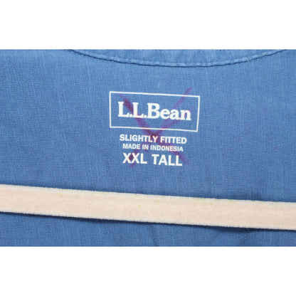 LL Bean Men's Blue Cotton Short Sleeve Pocket Dress Casual Shirt Size XXL Tall