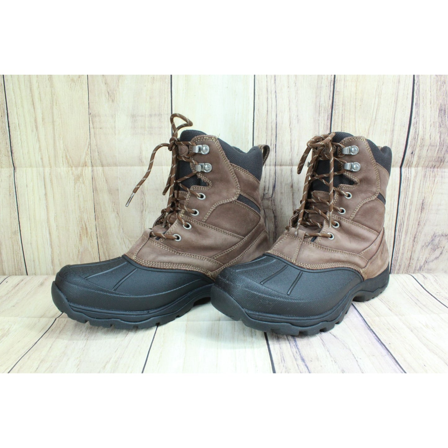 LL Bean Storm Chaser Men's Brown Leather Waterproof Hiking Duck Boots Size 12 M