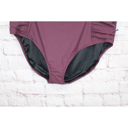 NWT LL Bean Women's Flattering Shaping Swimwear High Waist Brief Maroon 26W