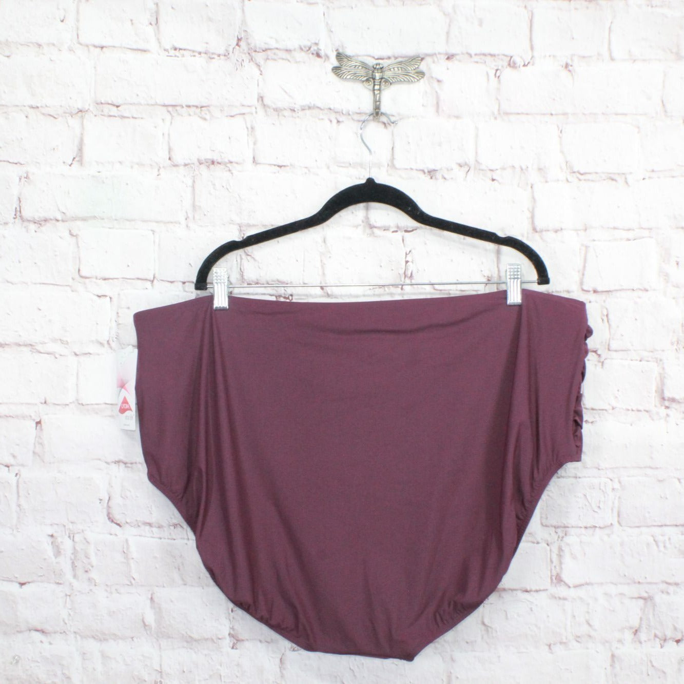 NWT LL Bean Women's Flattering Shaping Swimwear High Waist Brief Maroon 26W