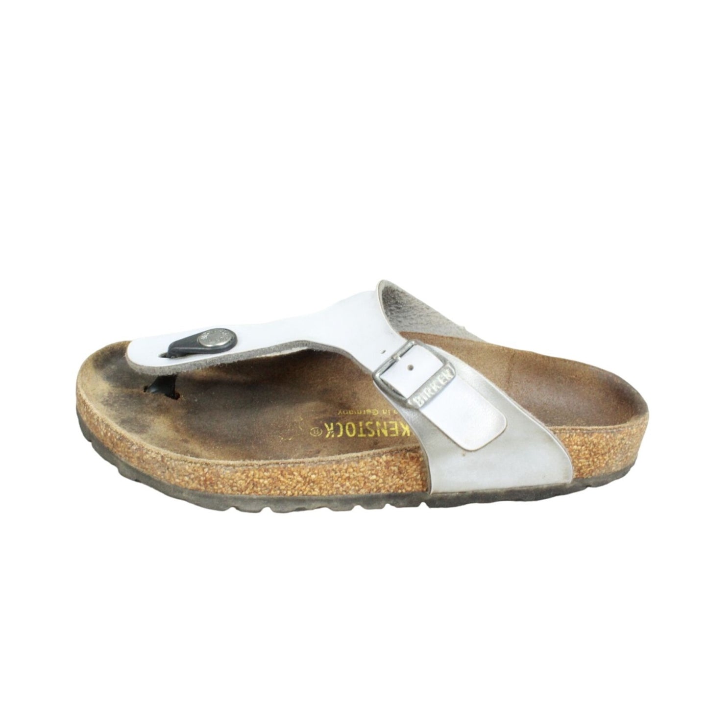 Birkenstock Kid's Gizeh T Strap Thong Silver Leather Birko Flor Sandals Size 2