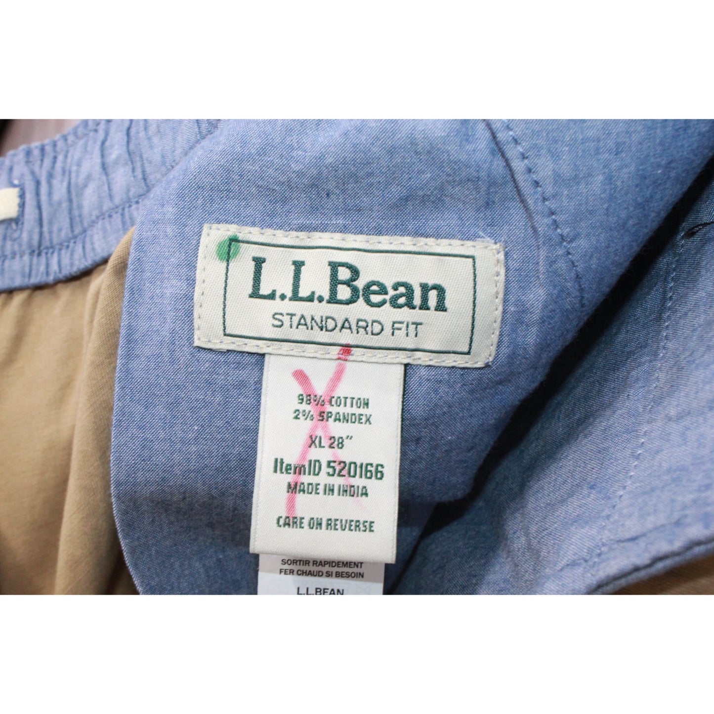 LL Bean Men's Lakewashed Stretch Khakis Comfort Waist Straight Leg Size XL 28"