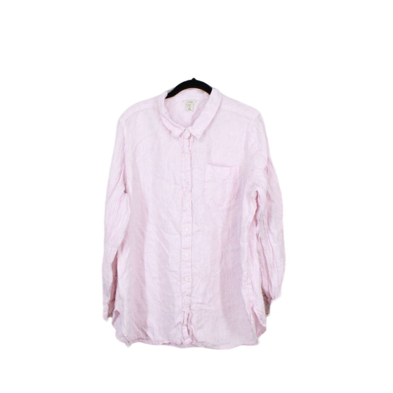 LL Bean Women's Premium Washable Linen Shirt Tunic Light Pink Size 2X